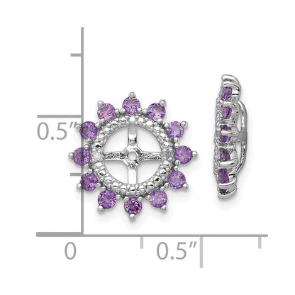 Sterling Silver Rhodium Diamond & Amethyst Earring Jacket