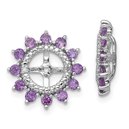 Sterling Silver Rhodium Diamond & Amethyst Earring Jacket