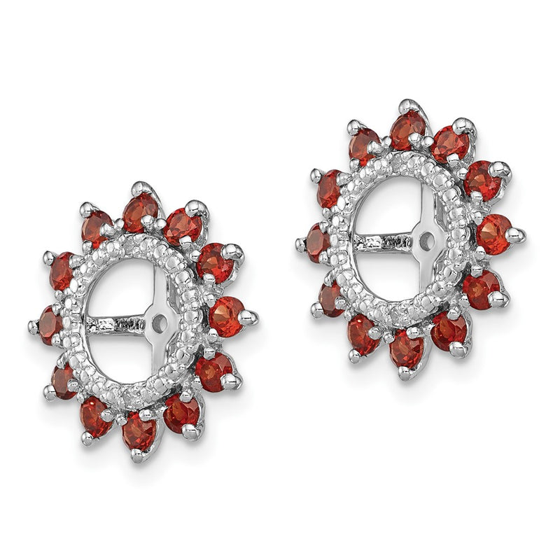 Sterling Silver Rhodium Diamond & Garnet Earring Jacket
