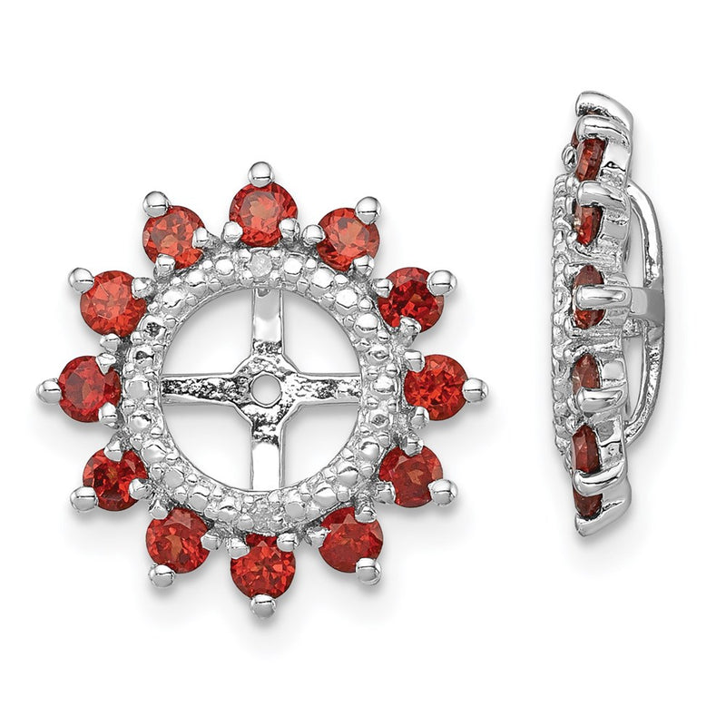 Sterling Silver Rhodium Diamond & Garnet Earring Jacket