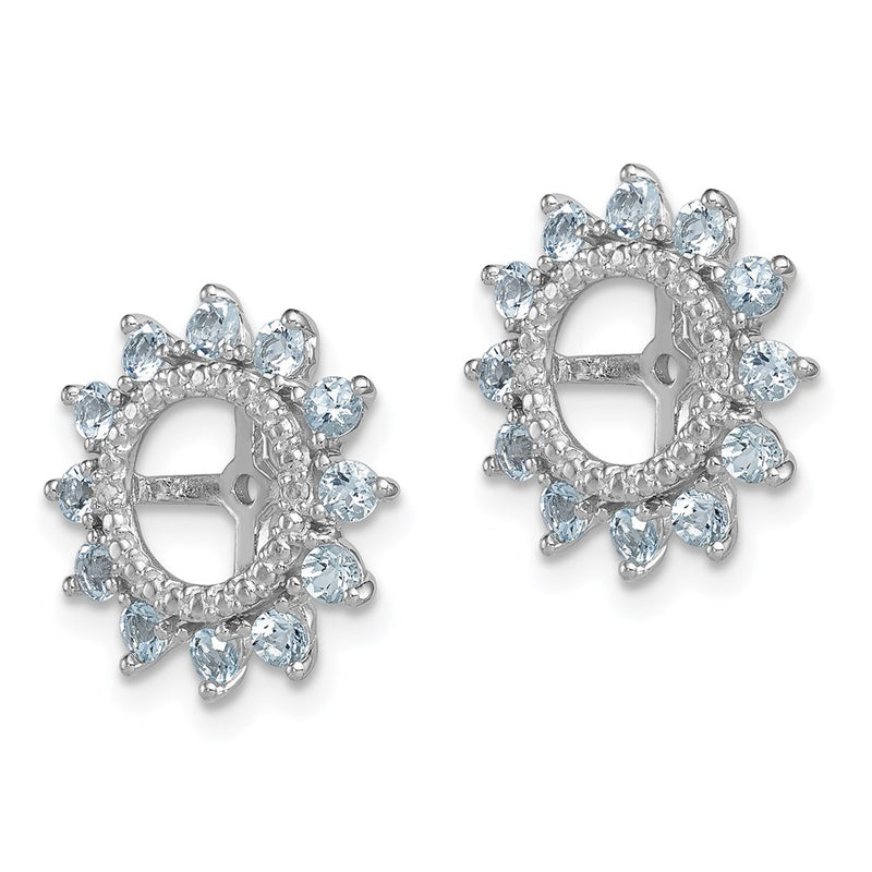 Sterling Silver Rhodium Diamond & Aquamarine Earring Jacket