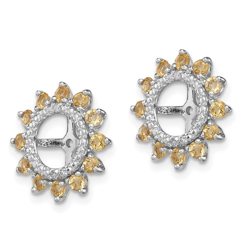 Sterling Silver Rhodium Diamond & Citrine Earring Jacket