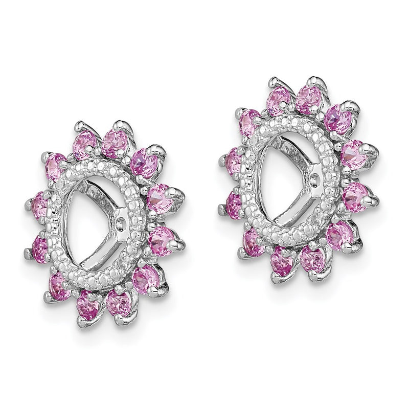 Sterling Silver Rhodium Diamond & Created Pink Sapphire Earring Jacket
