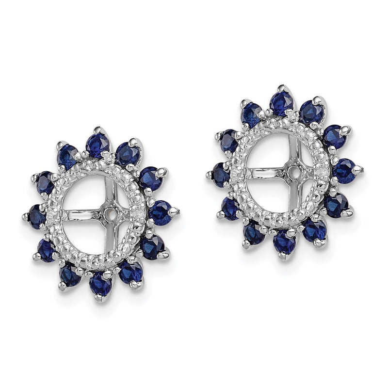 Sterling Silver Rhodium Diamond & Created Sapphire Earring Jacket