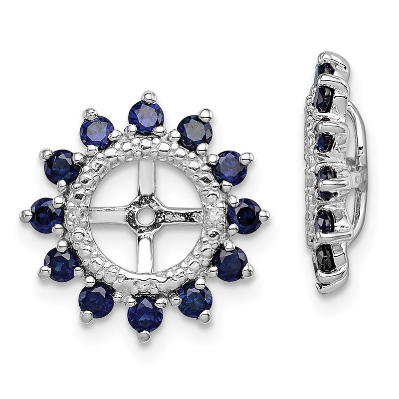 Sterling Silver Rhodium Diamond & Created Sapphire Earring Jacket
