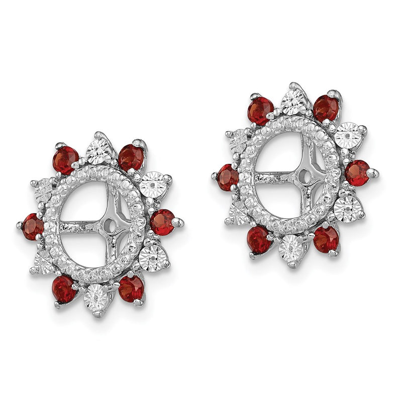 Sterling Silver Rhodium Garnet Earring Jacket