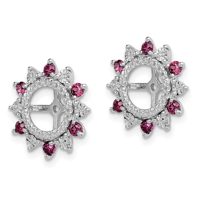 Sterling Silver Rhodium Rhodolite Garnet Earring Jacket
