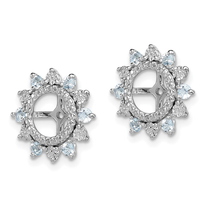Sterling Silver Rhodium Aquamarine Earring Jacket
