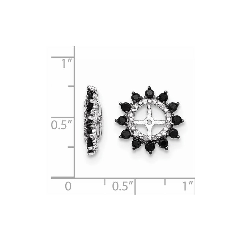 Sterling Silver Rhodium Diamond & Black Sapphire Earring Jacket