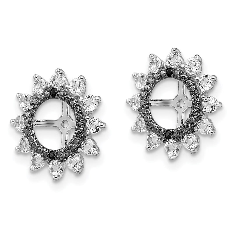 Sterling Silver Rhodium White Topaz & Black Sapphire Earring Jacket