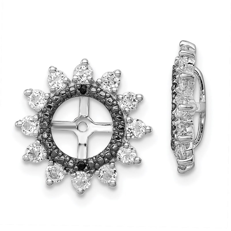 Sterling Silver Rhodium White Topaz & Black Sapphire Earring Jacket