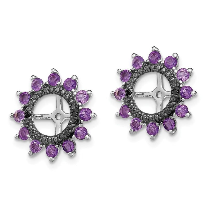 Sterling Silver Rhodium Amethyst & Black Sapphire Earring Jacket
