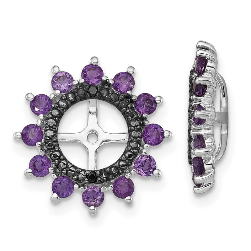 Sterling Silver Rhodium Amethyst & Black Sapphire Earring Jacket