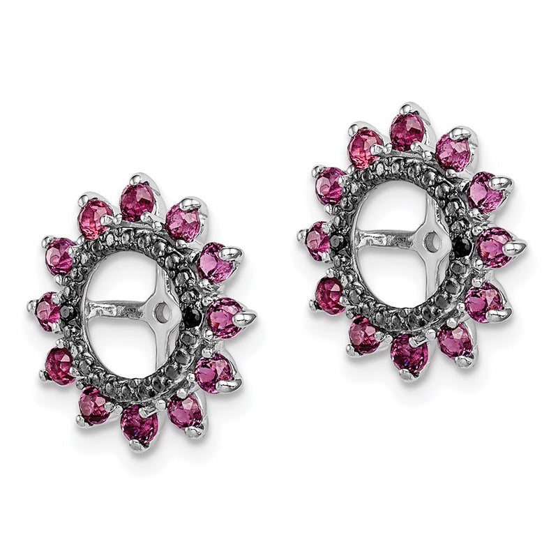 Sterling Silver Rhodium Rhodolite Garnet & Black Sapphire Earring Jacket