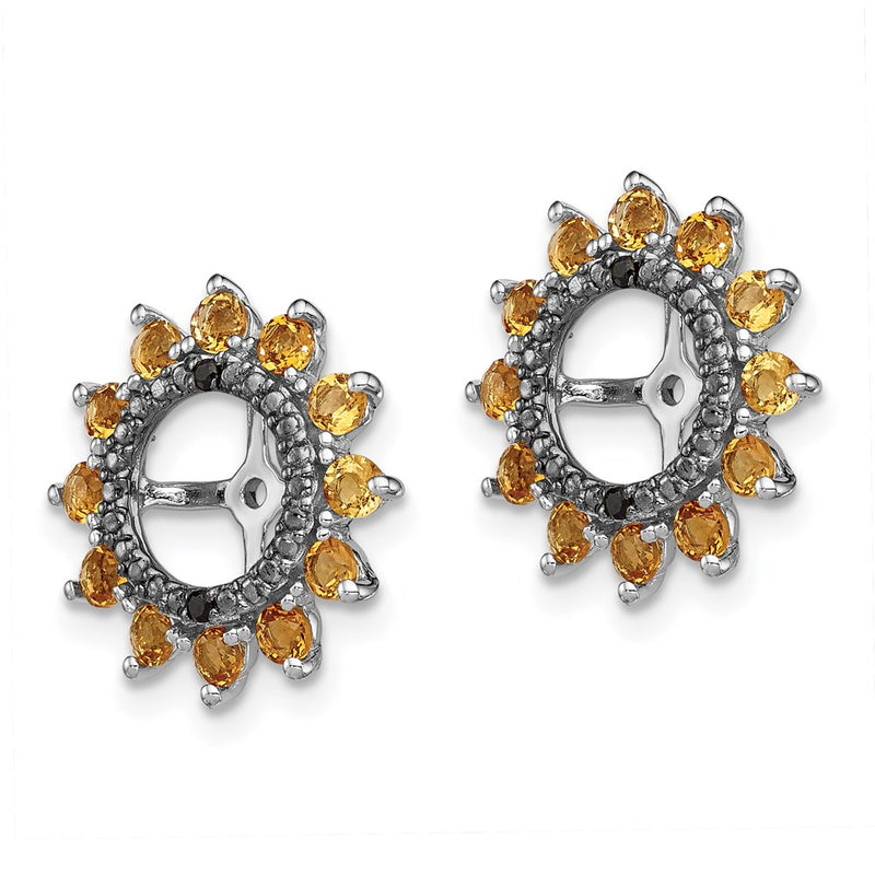 Sterling Silver Rhodium Citrine & Black Sapphire Earring Jacket