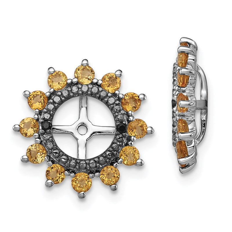 Sterling Silver Rhodium Citrine & Black Sapphire Earring Jacket