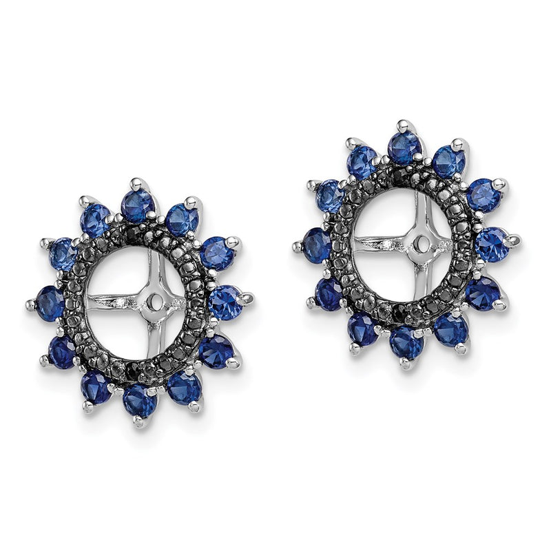 Sterling Silver Rhodium Created Sapphire & Black Sapphire Earring Jacket