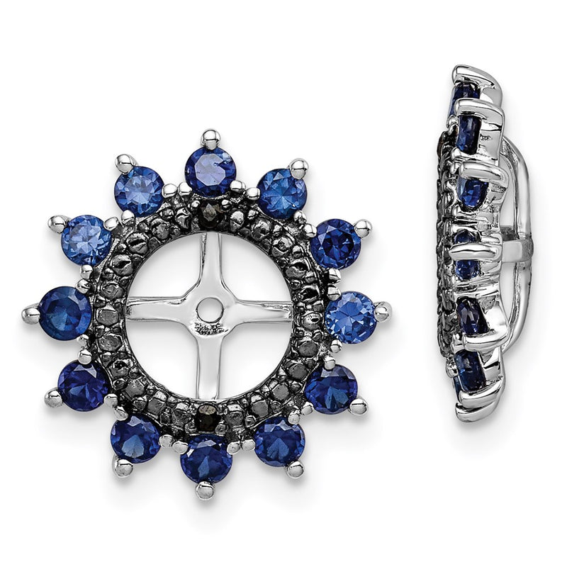 Sterling Silver Rhodium Created Sapphire & Black Sapphire Earring Jacket