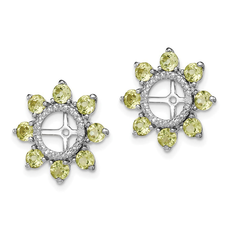 Sterling Silver Rhodium Diamond & Peridot Earring Jacket