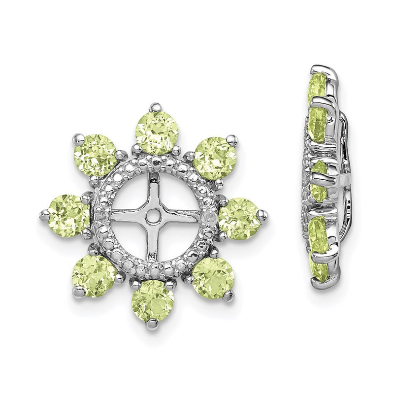 Sterling Silver Rhodium Diamond & Peridot Earring Jacket