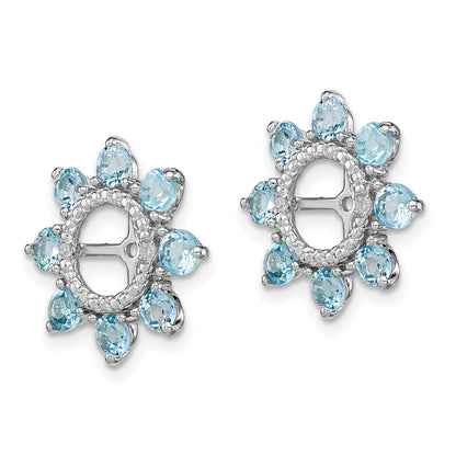 Sterling Silver Rhodium Diamond & Swiss Blue Topaz Earring Jacket