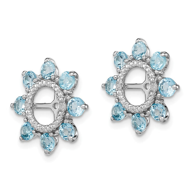 Sterling Silver Rhodium Diamond & Swiss Blue Topaz Earring Jacket