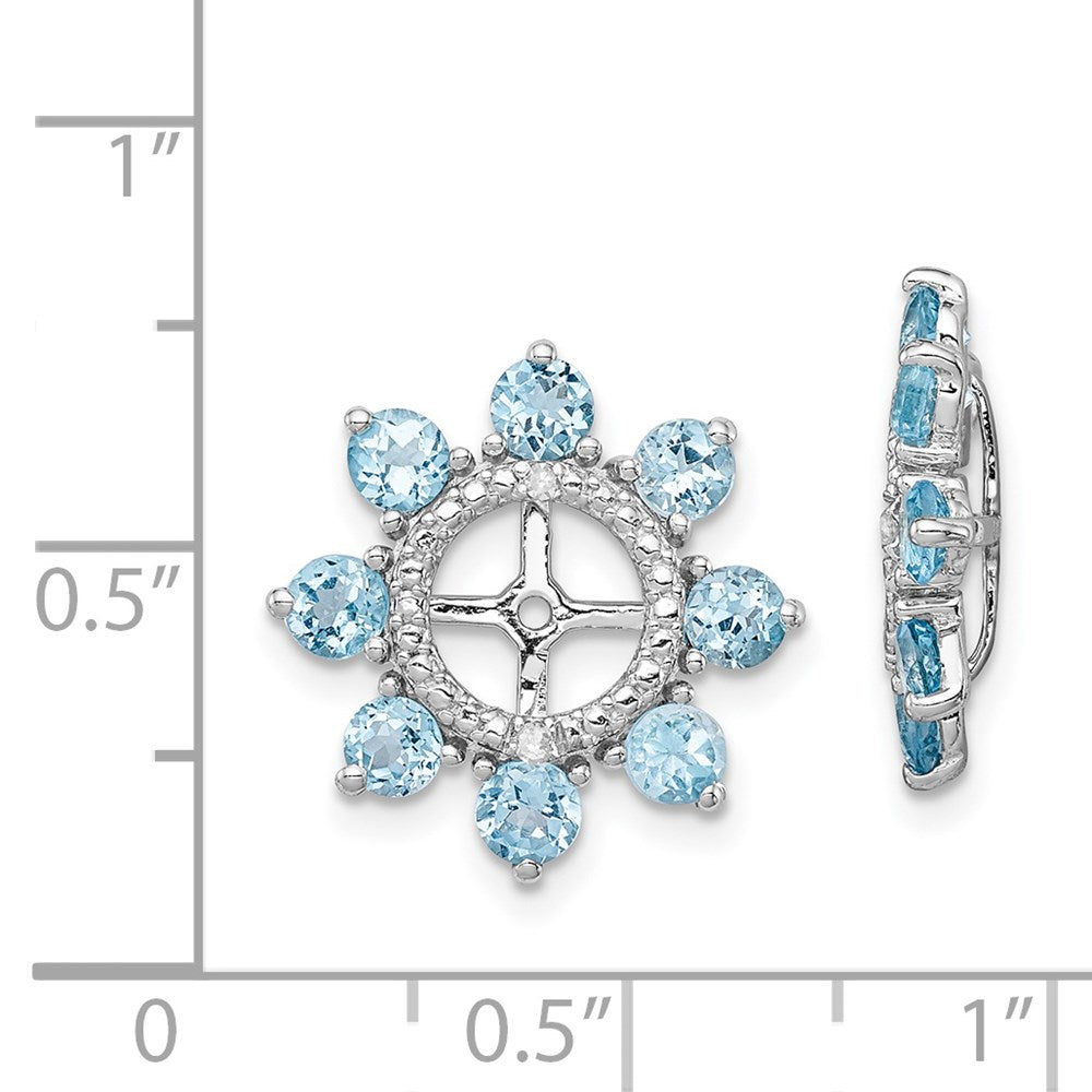 Sterling Silver Rhodium Diamond & Swiss Blue Topaz Earring Jacket