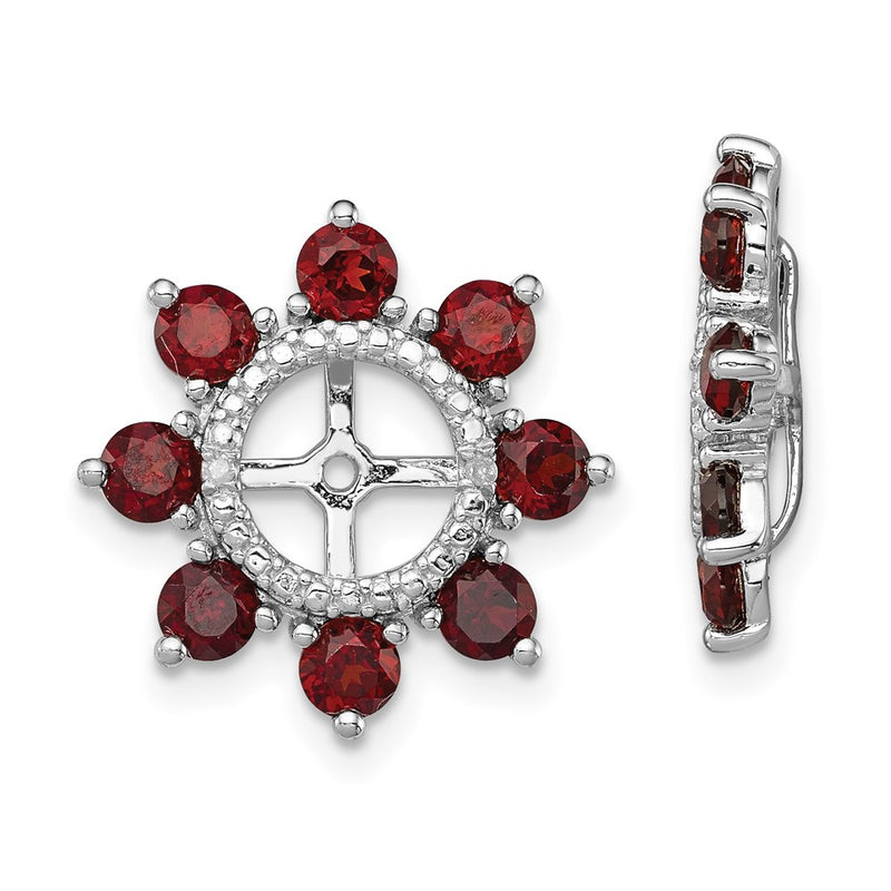 Sterling Silver Rhodium Diamond & Garnet Earring Jacket