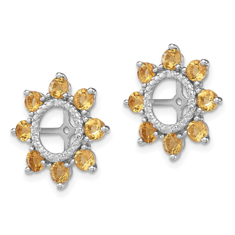 Sterling Silver Rhodium Diamond & Citrine Earring Jacket