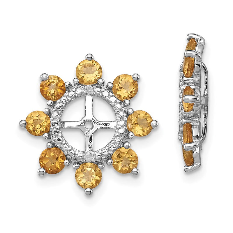Sterling Silver Rhodium Diamond & Citrine Earring Jacket