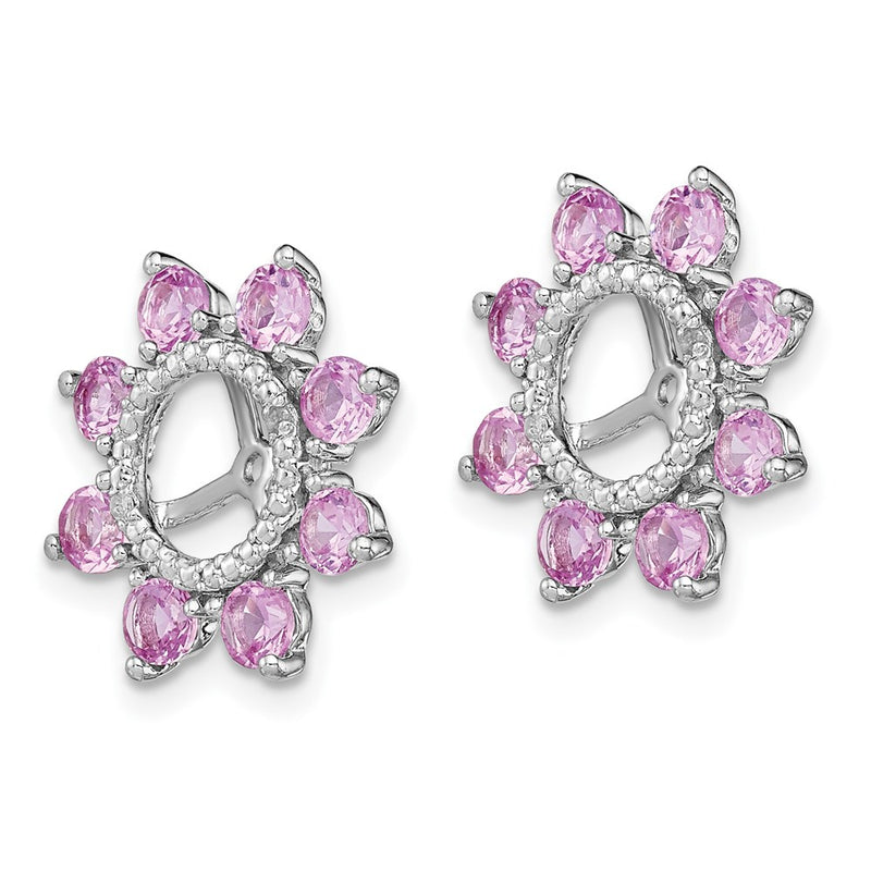 Sterling Silver Rhodium Diamond & Created Pink Sapphire Earring Jacket