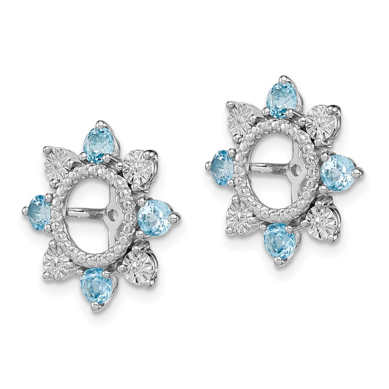 Sterling Silver Rhodium Swiss Blue Topaz Earring Jacket