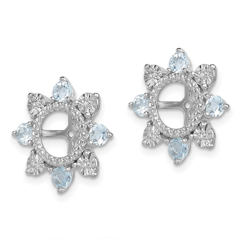 Sterling Silver Rhodium Aquamarine Earring Jacket
