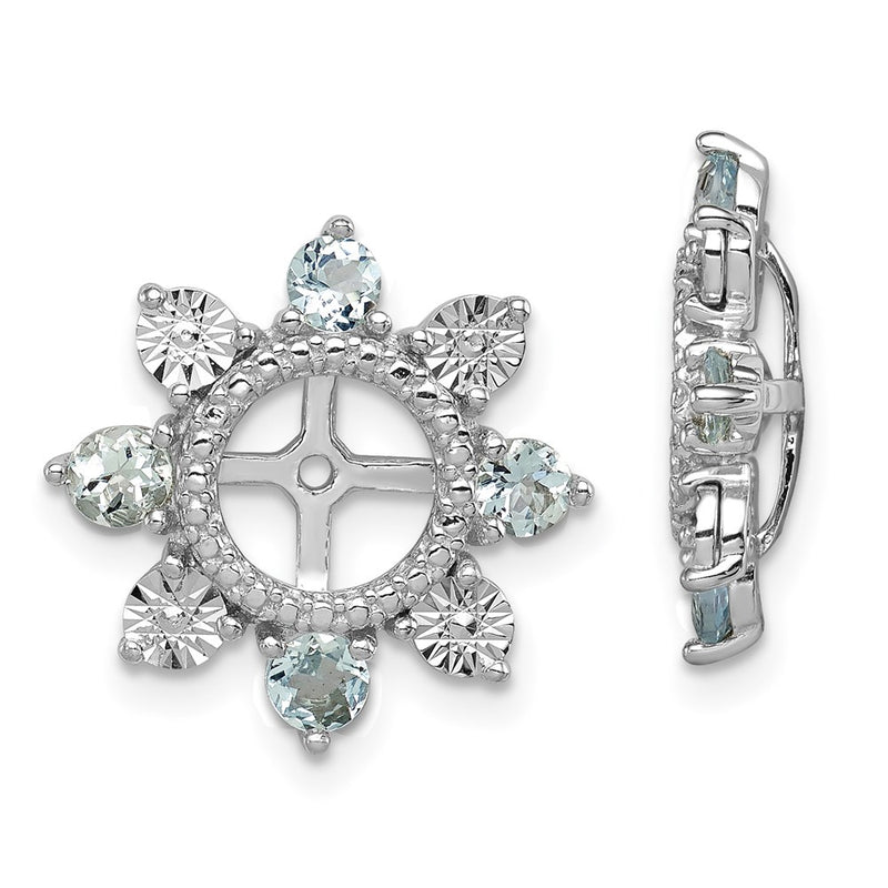 Sterling Silver Rhodium Aquamarine Earring Jacket