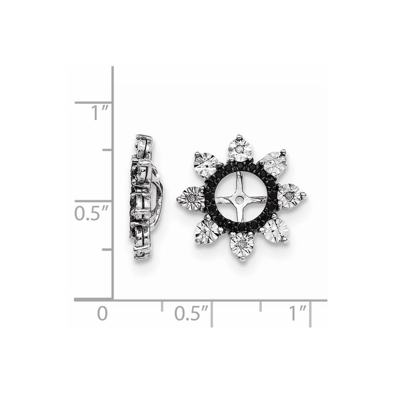 Sterling Silver Rhodium Diamond & Black Sapphire Earring Jacket