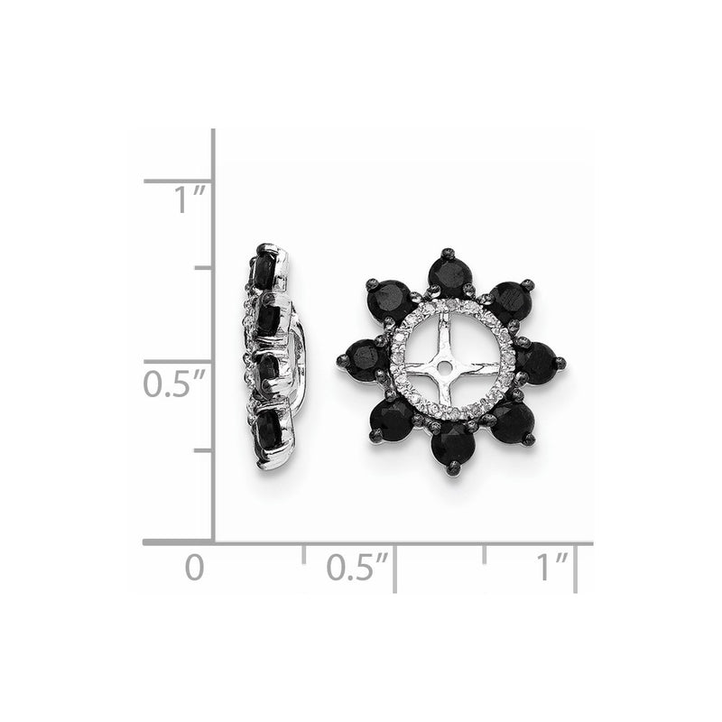 Sterling Silver Rhodium Diamond & Black Sapphire Earring Jacket