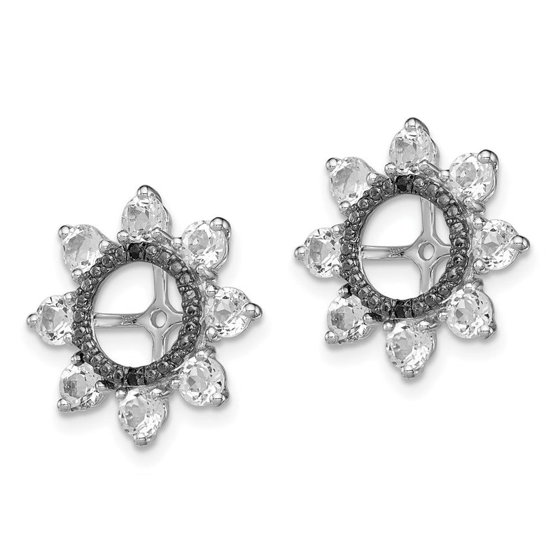Sterling Silver Rhodium White Topaz & Black Sapphire Earring Jacket