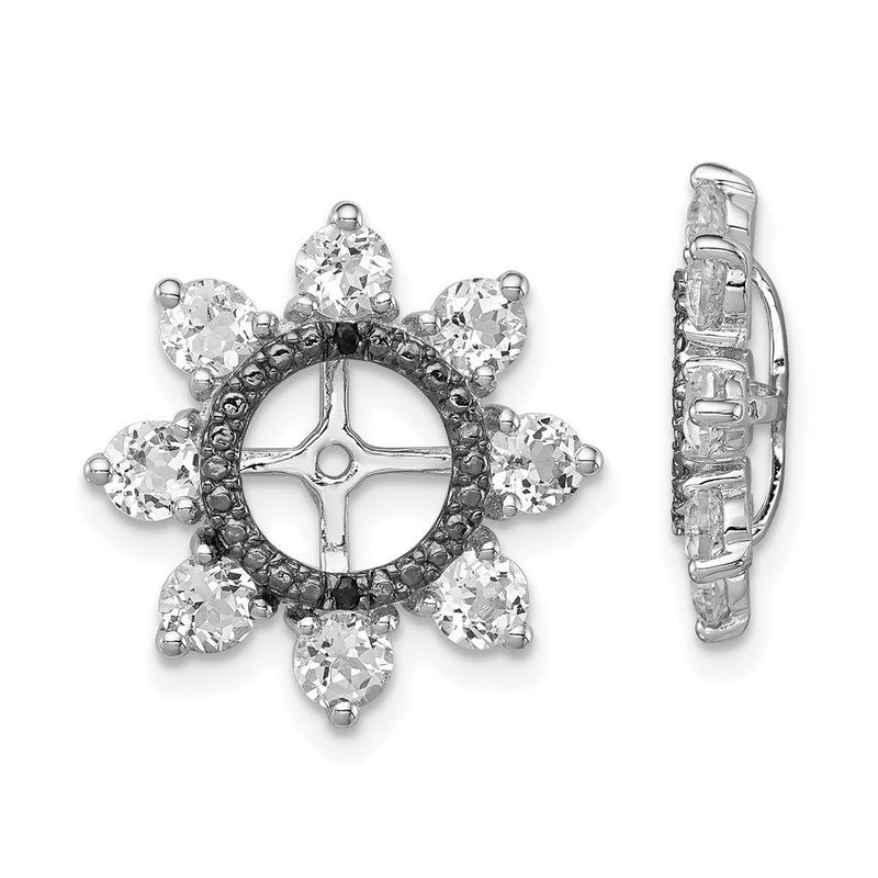 Sterling Silver Rhodium White Topaz & Black Sapphire Earring Jacket