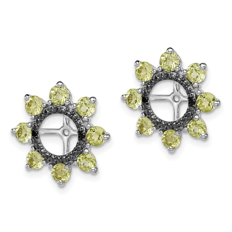 Sterling Silver Rhodium Peridot & Black Sapphire Earring Jacket