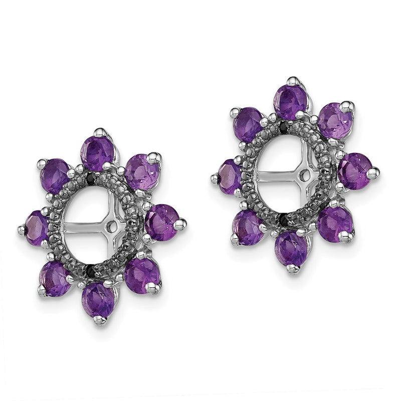 Sterling Silver Rhodium Amethyst & Black Sapphire Earring Jacket