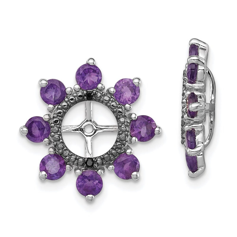 Sterling Silver Rhodium Amethyst & Black Sapphire Earring Jacket