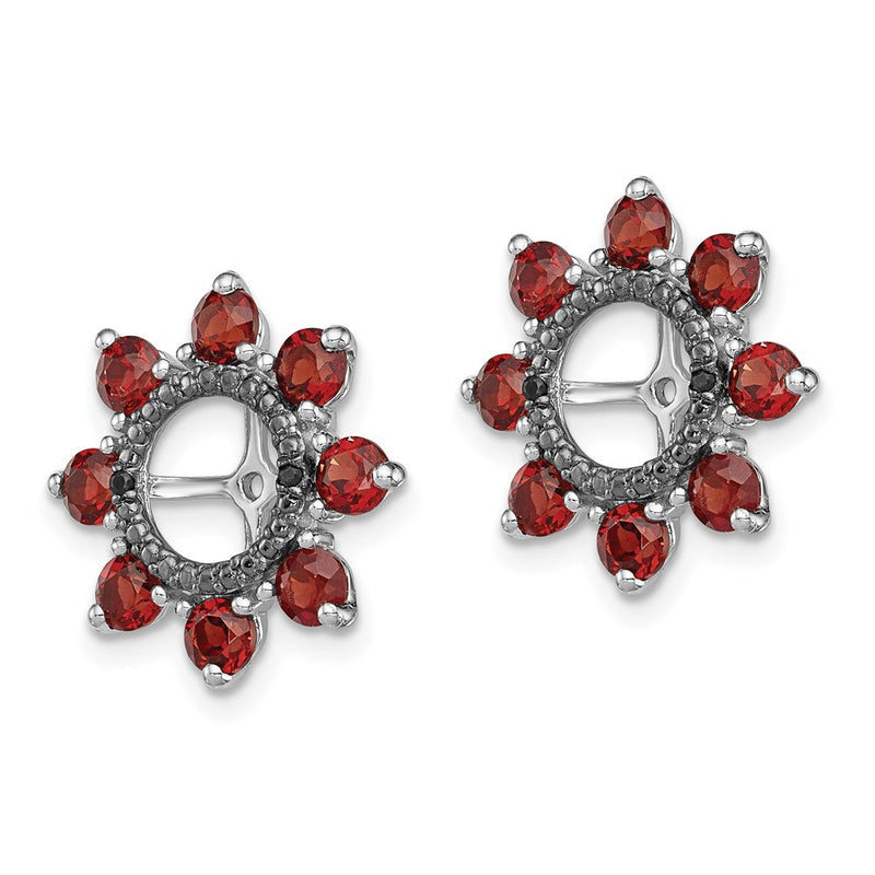 Sterling Silver Rhodium Garnet & Black Sapphire Earring Jacket