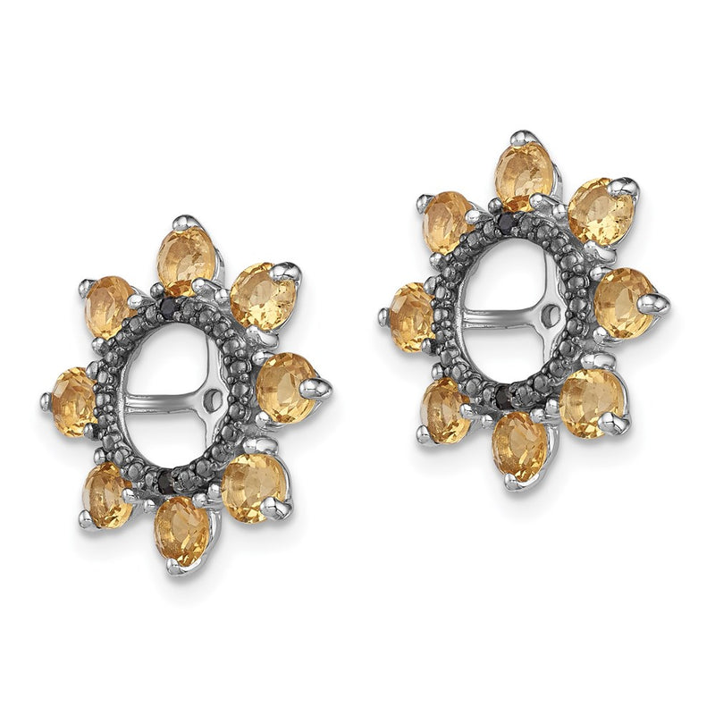 Sterling Silver Rhodium Citrine & Black Sapphire Earring Jacket