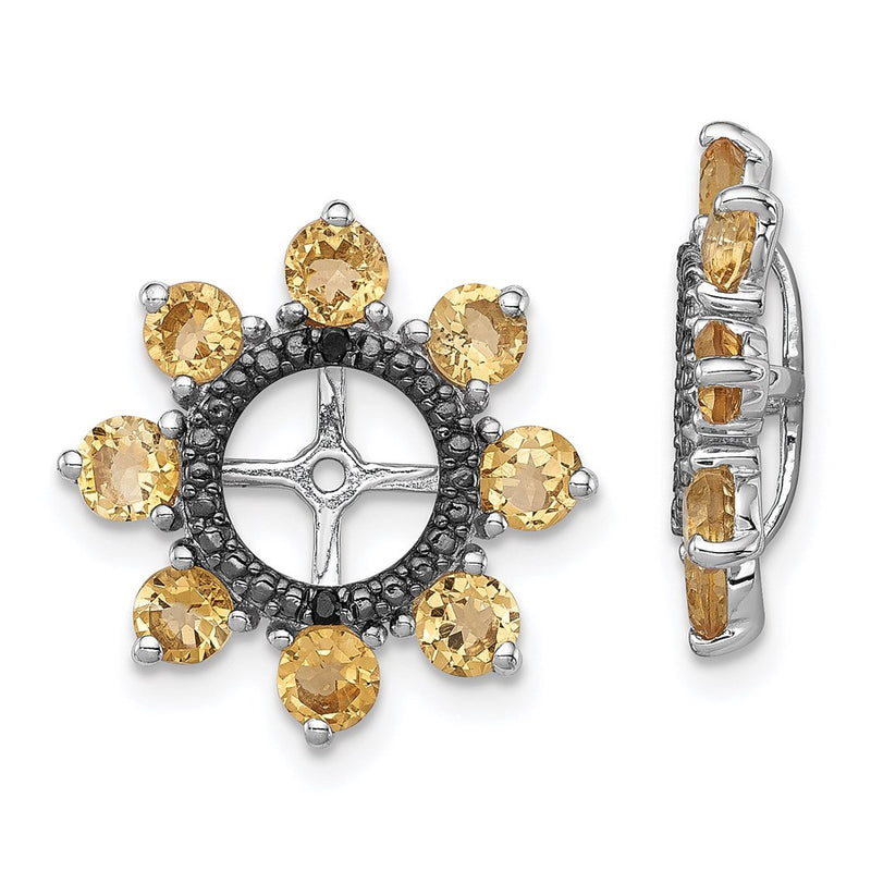 Sterling Silver Rhodium Citrine & Black Sapphire Earring Jacket