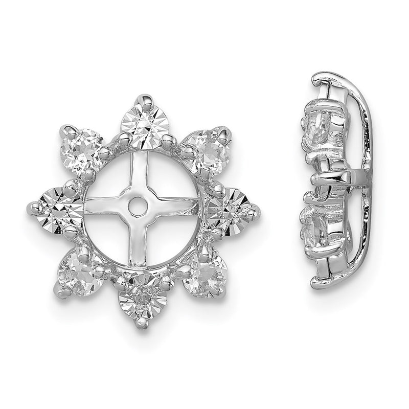 Sterling Silver Rhodium Diamond & White Topaz Earring Jacket