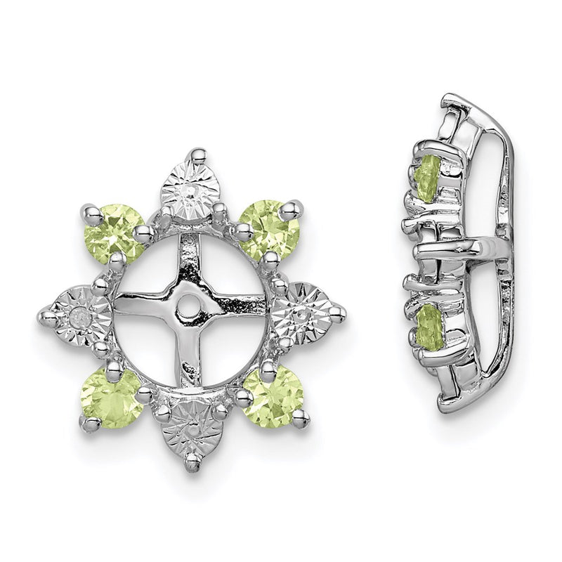 Sterling Silver Rhodium Diamond & Peridot Earring Jacket