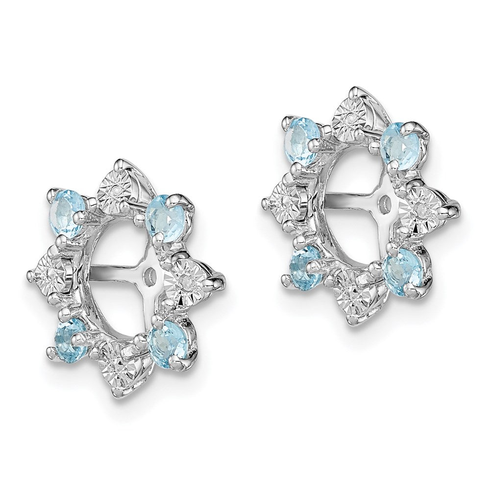 Sterling Silver Rhodium Diamond & Swiss Blue Topaz Earring Jacket