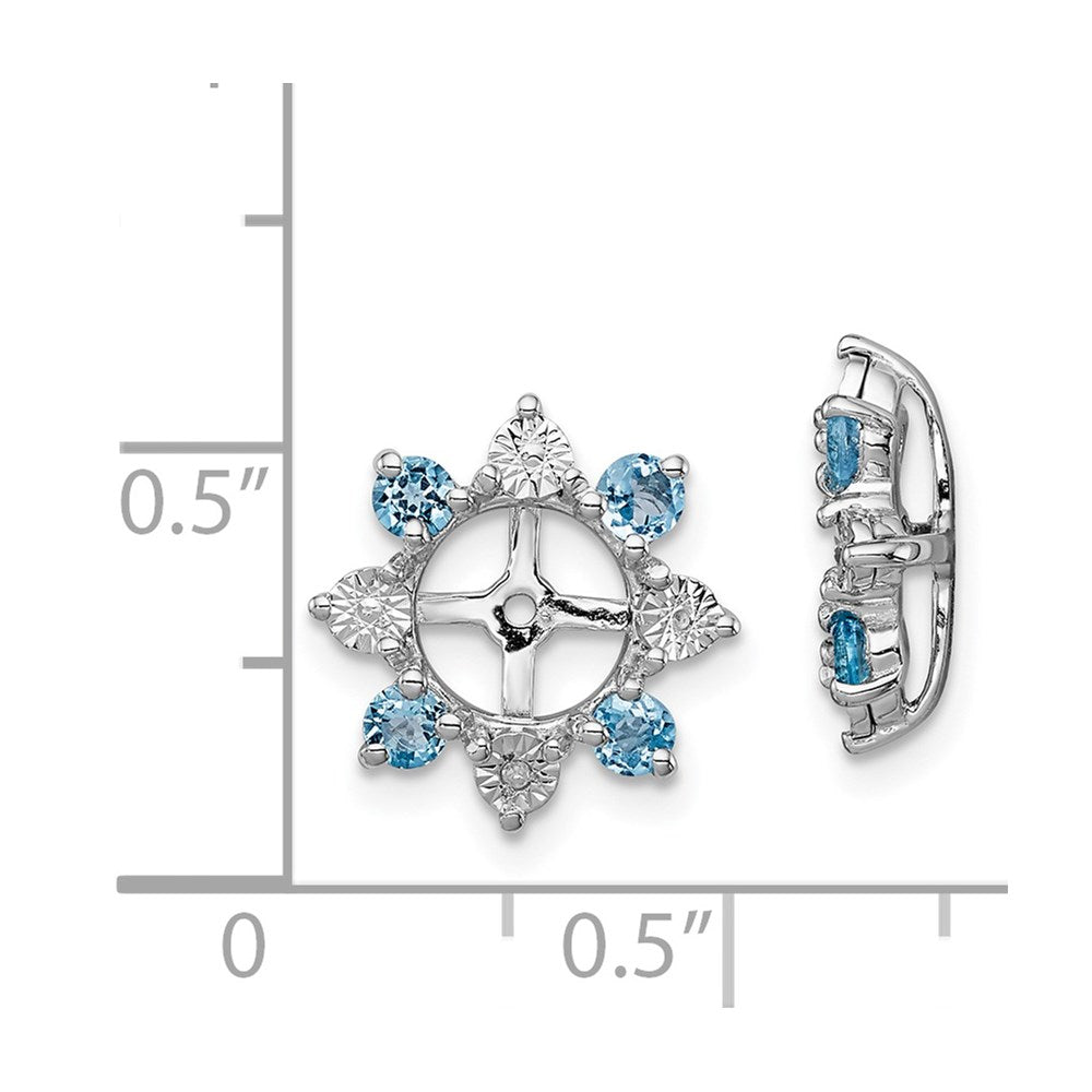 Sterling Silver Rhodium Diamond & Swiss Blue Topaz Earring Jacket