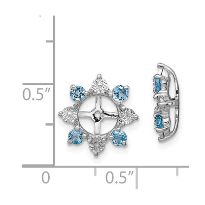 Sterling Silver Rhodium Diamond & Swiss Blue Topaz Earring Jacket