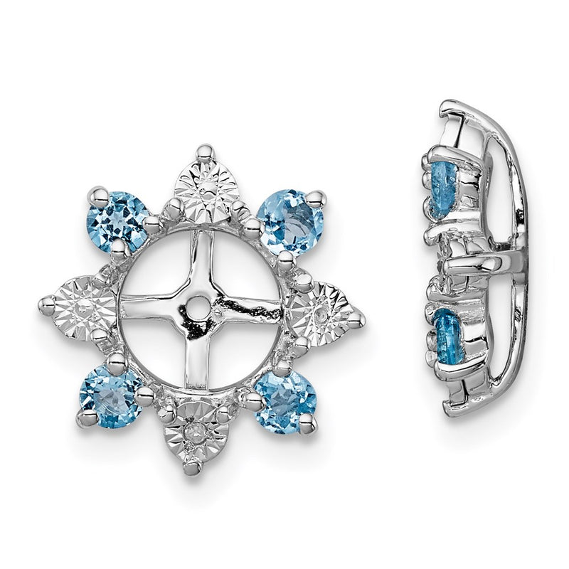 Sterling Silver Rhodium Diamond & Swiss Blue Topaz Earring Jacket